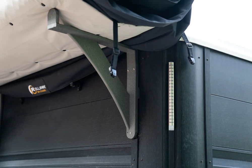 Rollaway Shelf Bracket designed for use with the swim spa cover