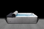 Rollaway™ Swim Spa Cover half open - allows easy access to your spa