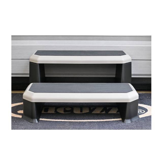 Evo hot tub steps in coastal grey for easy access to your hot tub